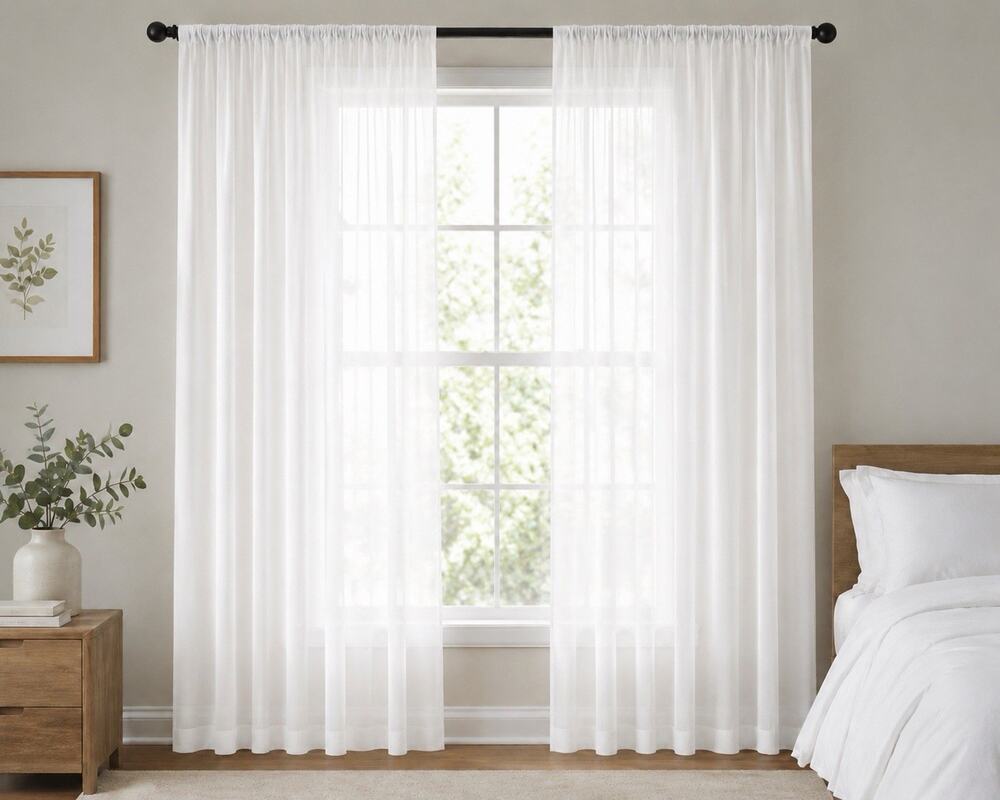 Corona Curtain Angelica White Rod Pocket Curtain Panel 59” x 108” New
